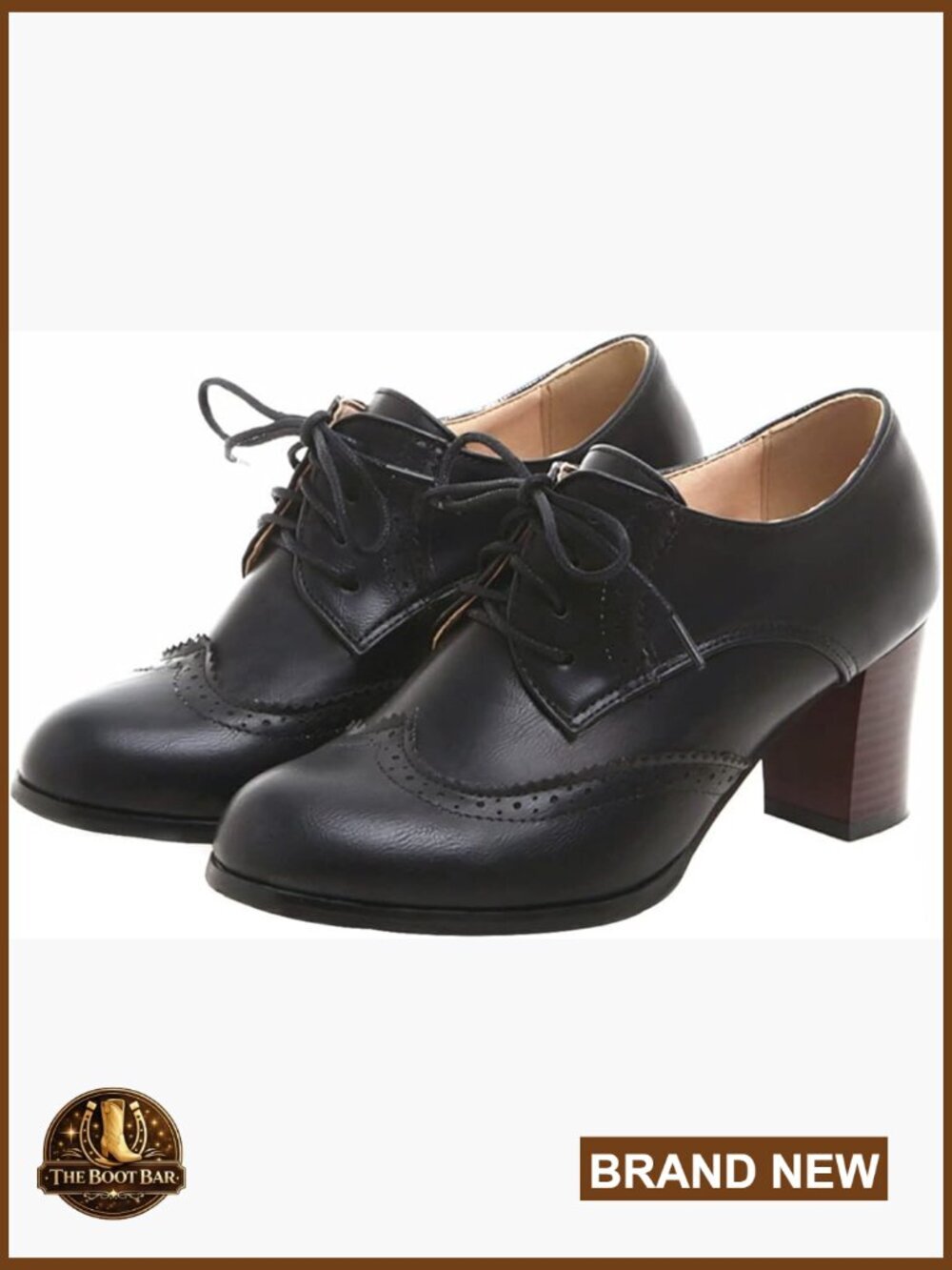 Chunky High Heels Wingtip Oxfords Lace Up Block Heel Retro Brogues Pumps